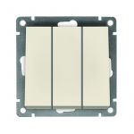 Выключатель 3-кл. СП Афина 10А IP20 механизм сл. кость (ivory) Universal A0043-I