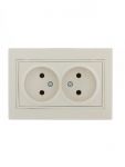 Розетка 2-м СП Mira 16А IP20 без заземл. со вставкой керамика крем. LEZARD 701-0303-128