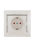 Розетка 1-м СП Mira 16А IP20 с заземл. защ. шторки со вставкой керамика жемчуж./бел. перламутр. LEZARD 701-3030-124