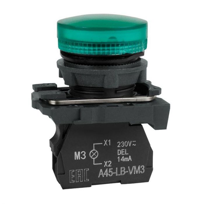 Лампа сигнальная OptiSignal D22 C5-L-M3 зел. пластик 230-240VAC XB5AVM3 КЭАЗ 332188