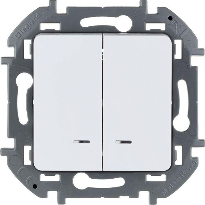 Выключатель 2-кл. Inspiria 10А IP20 250В 10AX с подсветкой/индикацией механизм бел. Leg 673630