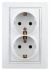 Розетка 2-м СП Plano 1-208-01 16А IP20 250В 2х2P+E Schuko защ. шторки бел. Intro Б0035339