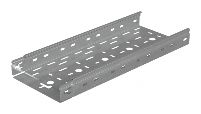 Лоток листовой перфорированный 200х50 L3000 сталь 0.7мм "БЫСТРЫЙ МОНТАЖ ПЛЮС" LPplus50-200-0.7-3000 оцинк. КМ PL0214